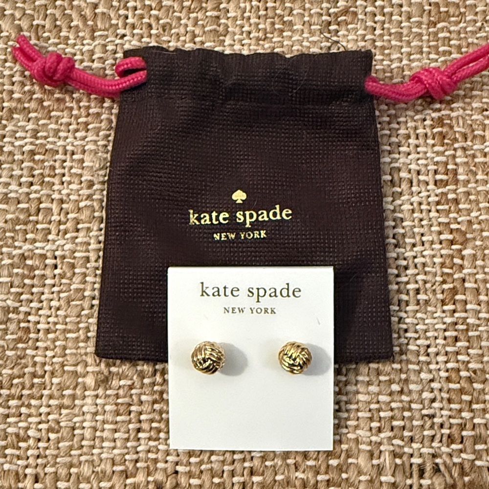 NEW Kate Spade Knotted Rope Stud Earrings Gold Pierced Ears NWT
